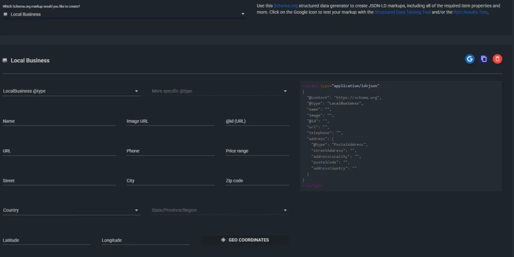 usando schema markup generator usando schema markup generator