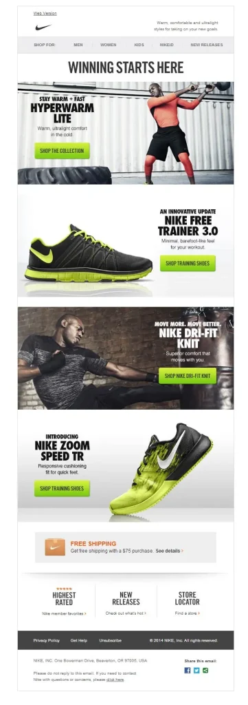 ejemplo newsletter nike newsletter de nike